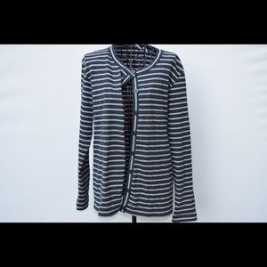 Vintage Liz Claiborne Liz Sport striped cardigan. Button up navy striped top